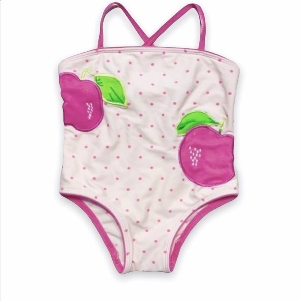𝅺KOALA Kids Pink‎ Apple Polka Dot Swimsuit 18 mo